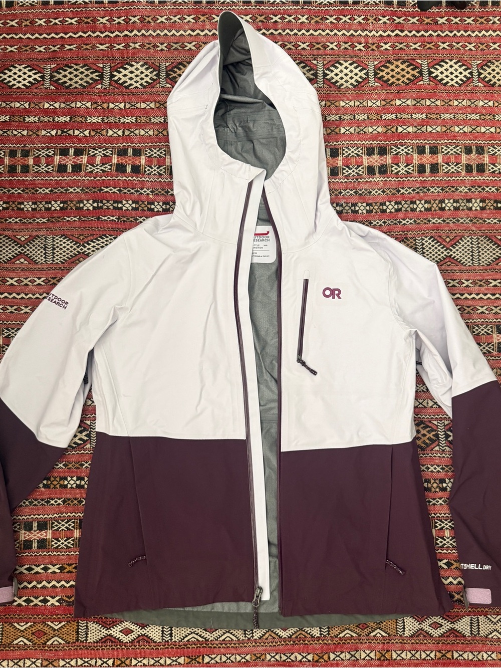 Outdoor Research Two-Tone Purple Hooded Rain Jacket